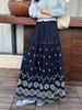 Fei Yuan Women's Ethnic Embroidered A-line Skirt: Autumn/Winter Fashion with Hollow Design