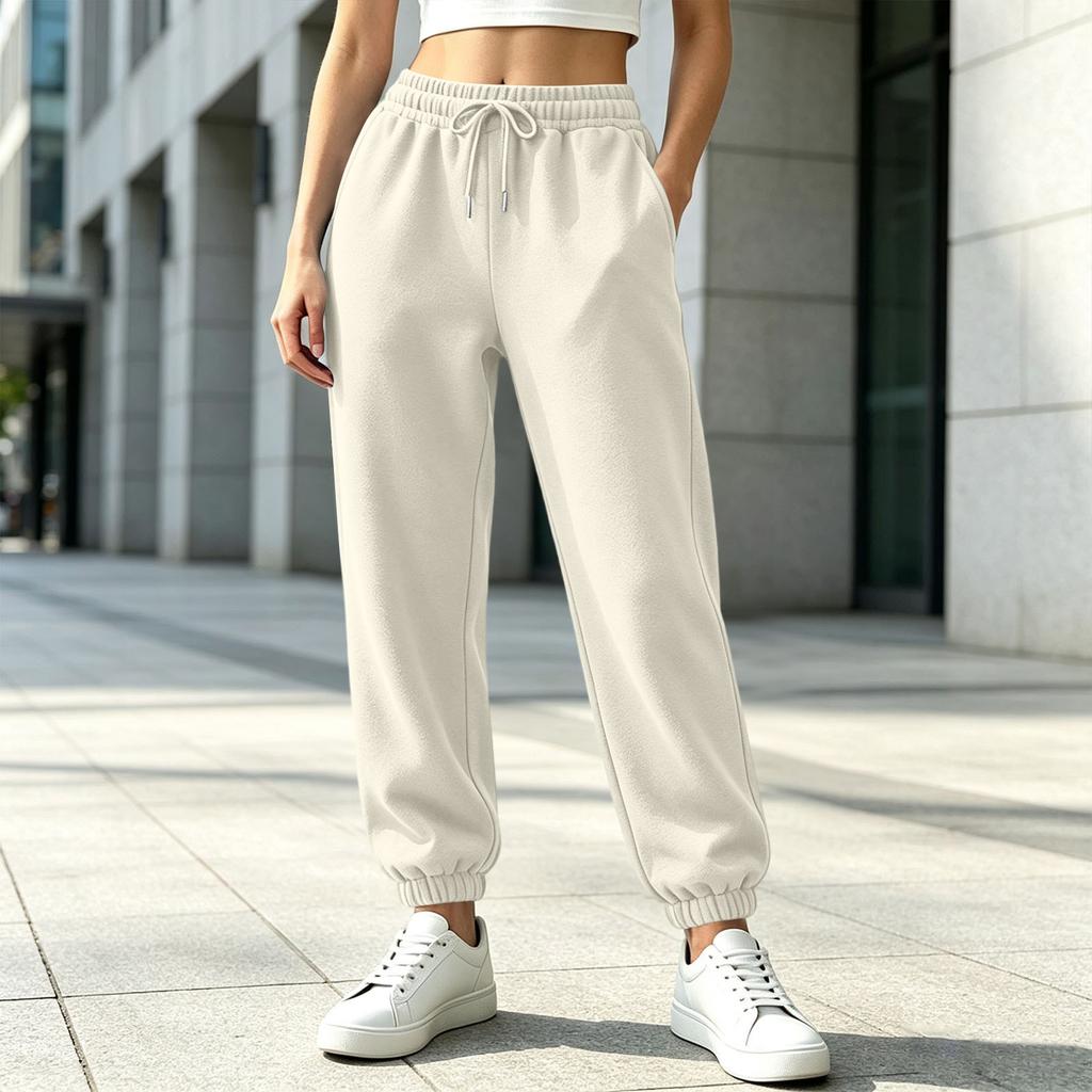 Pantalones de chándal con forro para mujer, color suelto para uso casual diario