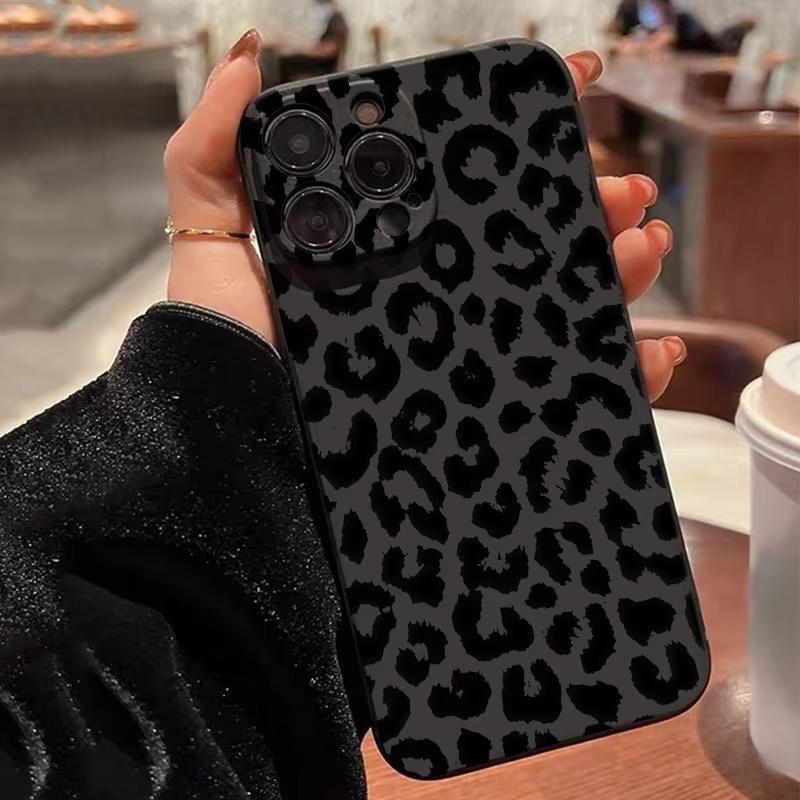 Black Leopard Print Trendy Phone Case For Samsung Galaxy S25 Ultra S26 S24 S23 FE S22 Plus S21 S20 A54 A55 A35 A15 Soft Cover