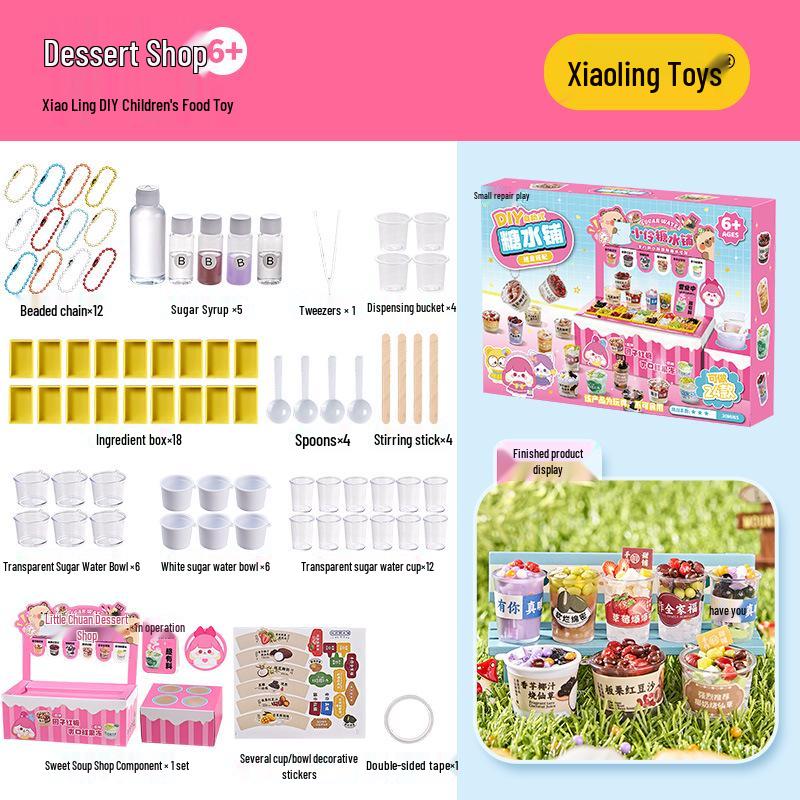 Xiao Ling DIY Mini Sweet Shop Food Toy Set: Handmade Cream Glue & Ornaments for Children.