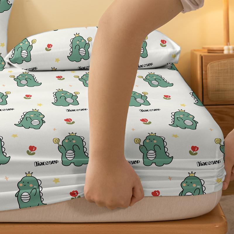 1 Cartoon Niedliches Tier Dinosaurier Gedrucktes Mattes Spannbettlaken, Schlafzimmer Gedruckte Bettdecke, Bettwäsche (Ohne Kissenbezüge)