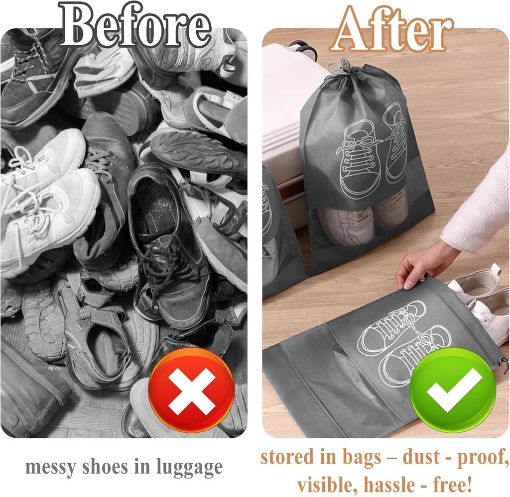 5/10/15 PCS Travel Shoe Bag with Clear Window – Dustproof Reusable Organizer for Boots & Sneakers, Fits Suitcase, Gym Bag & Home