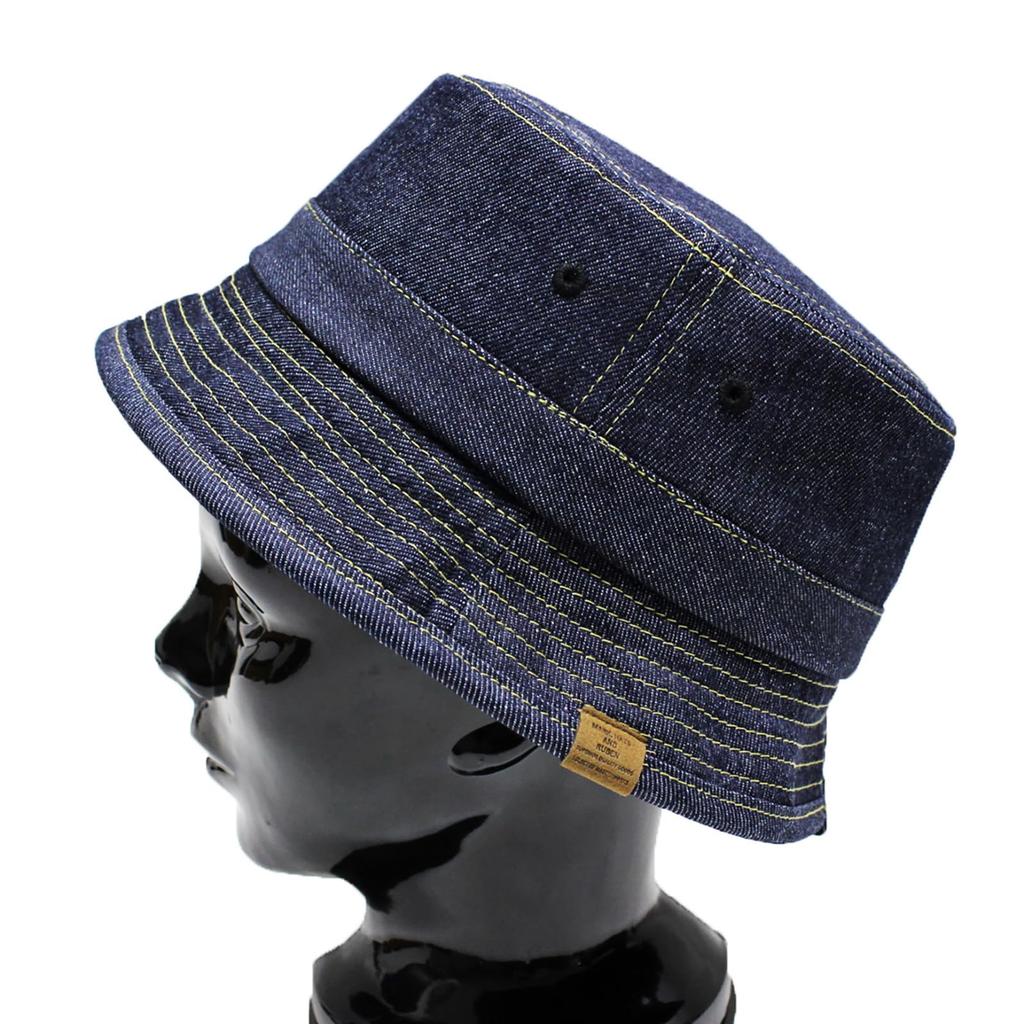 Custom large sizes DENIM PORK PIE 2WAY Navy denim [Reuben] design, available, HAT, XL,