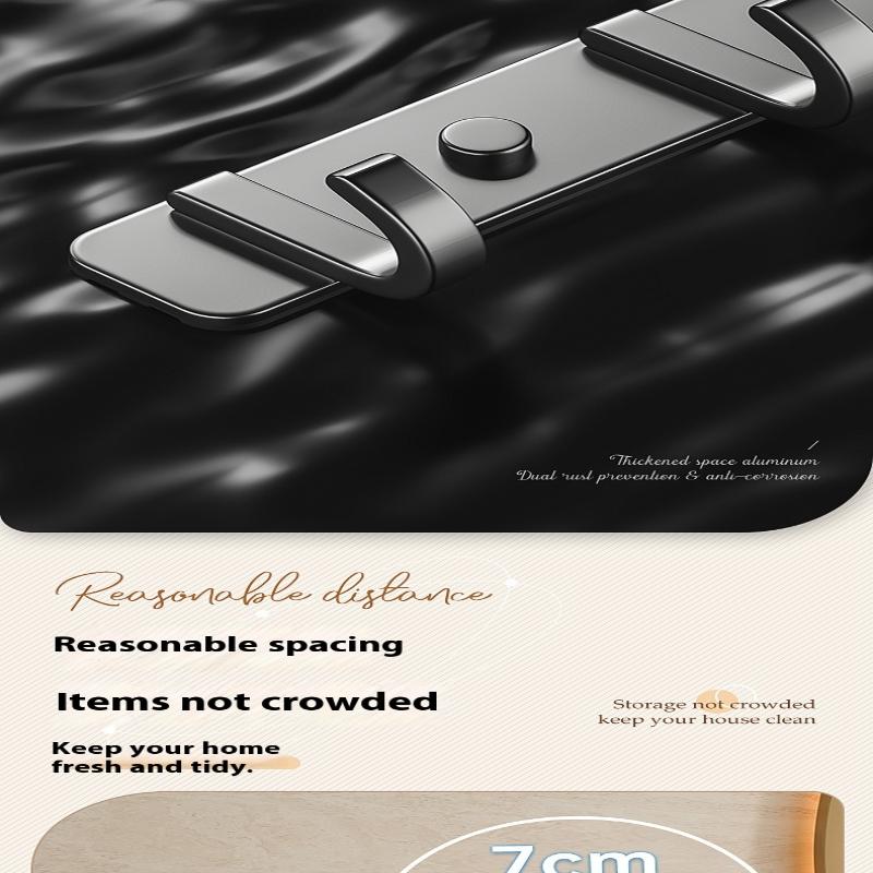 Space Aluminum Bathroom Hook No Drilling Strong Adhesive Coat Hook For Bathroom Kitchen Wall Mounted Clothes Hanger