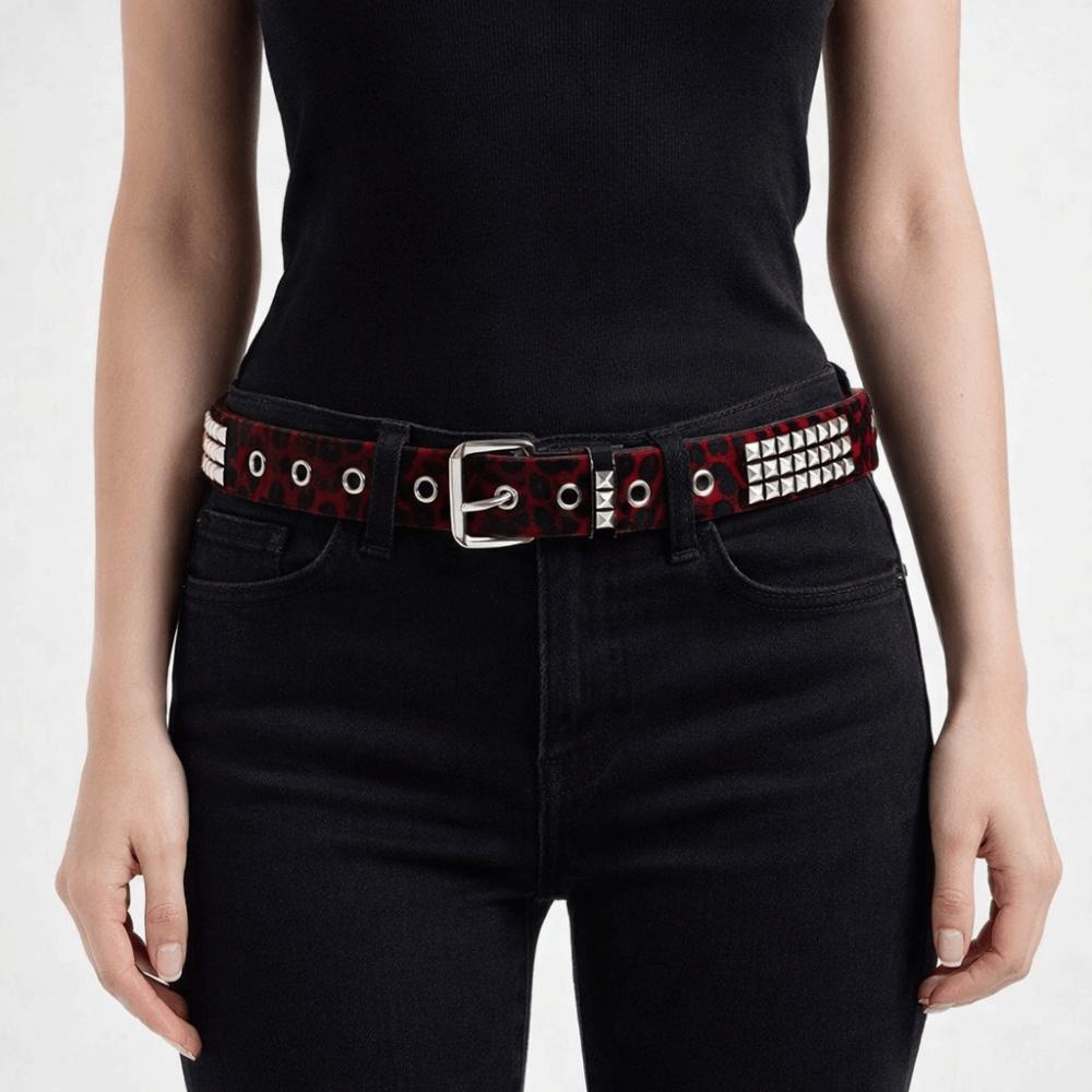Fur Gothic Waistband Buckle Y2K Belt Retro Punk Rivet Belt  Rock