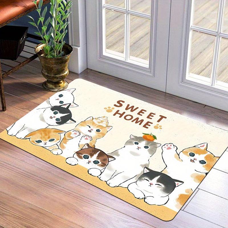 1PC Cat Pattern Kitchen Rug Non-Slip Door Mats Pop Design Bathroom Rug Bath Mat Carpet for Home Sink Laundry Decor