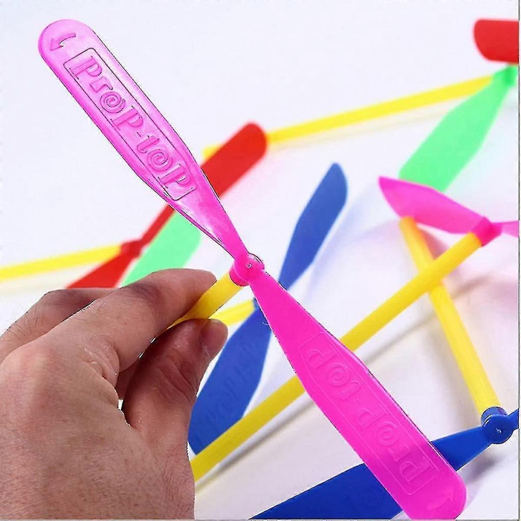 30pcs Flying Hand Helicopter Toy, Bamboo Dragonfly Hand Rub Plastic Propeller For Outdoor Toy Kids Gift Flying (random Color)