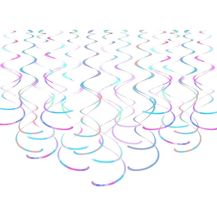 Gold Hanging Swirl Decorations Plastic Streamers Foil Swirls Ceiling Decorations Wedding Baby Shower Birthday Party Decorations, Pack of 30