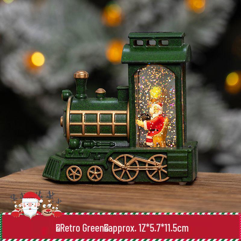 Vintage Light-Up Santa Claus Train Christmas Ornaments for Toddlers
