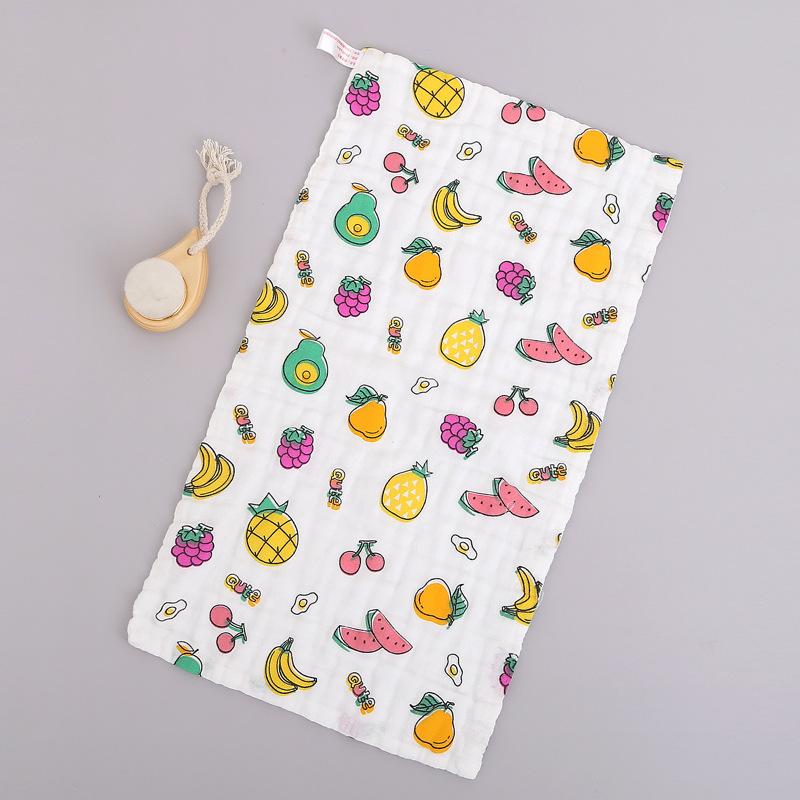 6 Layer Pure Cotton Baby Gauze Square Towel High Density Printed Children Face Washing Saliva Towel Soft Absorbent