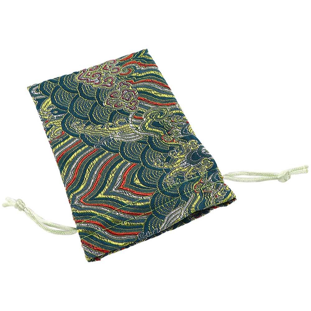 Mini Tie Embroidered Drawstring Wedding Gift Storage Bag Satin Pouch Jewelry Packaging Bag