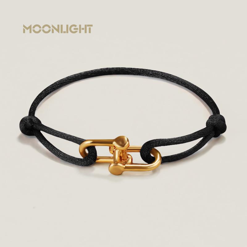 MOONLIGHT Classic Adjustable U-Shape Charm Bracelets for Women High Quality Silk Rope Bracelet Female Jewelry Gifts