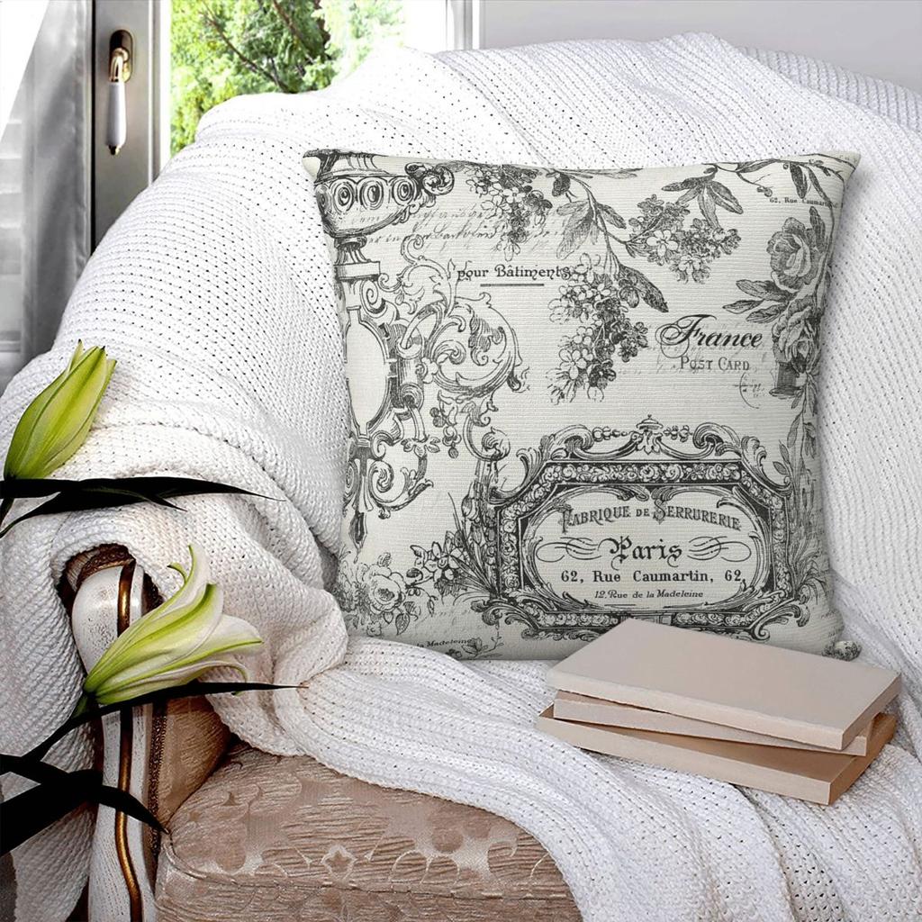 Federa per Cuscino Quadrata Floreale Parigina Francese Poliestere Lino Velluto Creativa con Zip Decorativa Copricuscino da Arredo Copricuscino da Letto