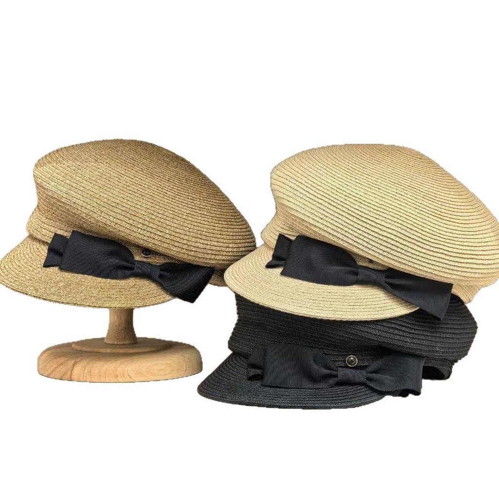 Dell Le Side Press Cap Children'S Summer Sunscreen Straw Hat Bow Equestrian Hat Versatile Sun Hat Tide