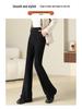Women's High Waist Slimming Black Flared Suit Pants with Plus Velvet for Autumn/Winter 2025