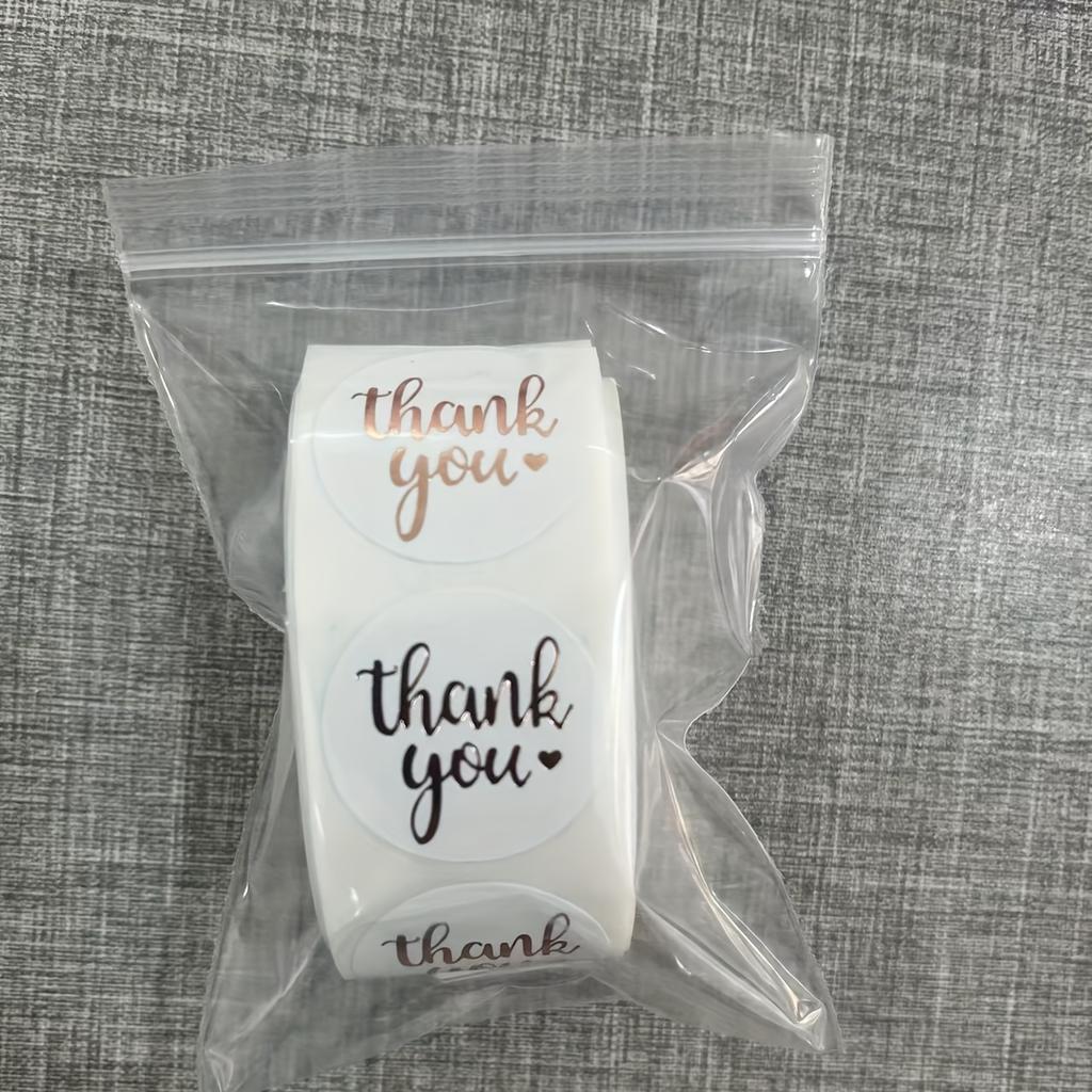 Golden Foil Wedding Thank-you Stickers - White Paper Labels for Gift Packaging
