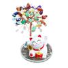 Solar Energy Shake Hands Lucky Cat Base Fate Tree Office Home Natural  Crushed Stone Life Tree Handwoven Weaving Decor