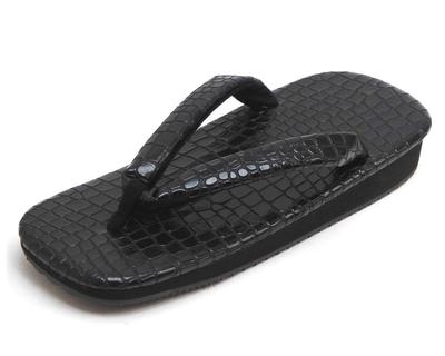 Setta Croco Black Candy Made In 8 3 Minutes [Shiki] Sandals, Embossed, Soles, Japan, Men's, Black, Inches,