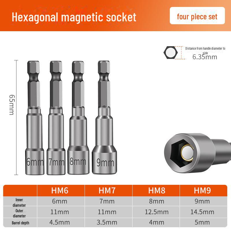 8mm Magnetic Hex Socket Head Drill and Wrench Tool Set