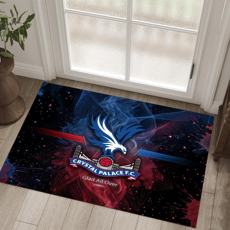 Crystal Palace Fußball Design Kristall Samt Teppich Gemütlich Kein?Rutschfester Teppich mit Aufdruck für Schlafzimmer Wohnzimmer Eingang