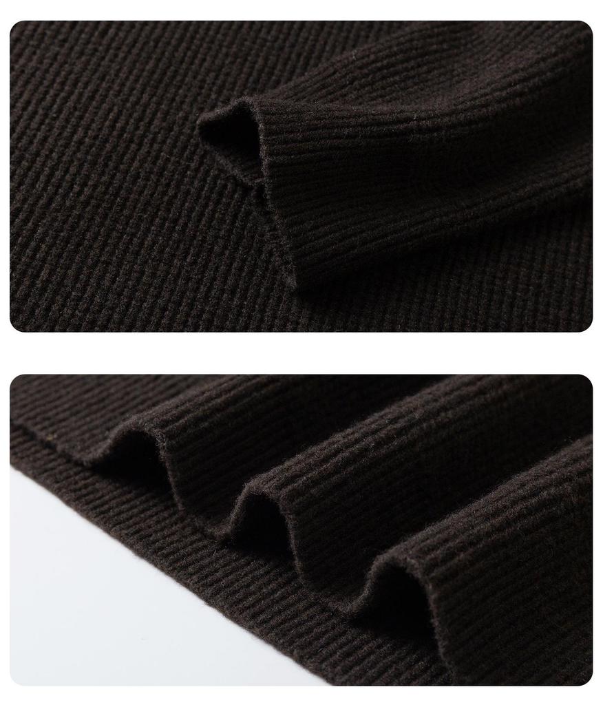 Herren Wollmischung Pullover mit hohem Kragen 2025: Lässige, leicht lockere Strickware in Unifarben für Herbst/Winter