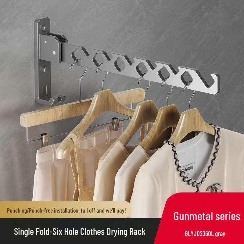 Wall-Mounted Telescopic Clothes Drying Rack - Punch-Free, Folding Design for Bathroom or Balcony