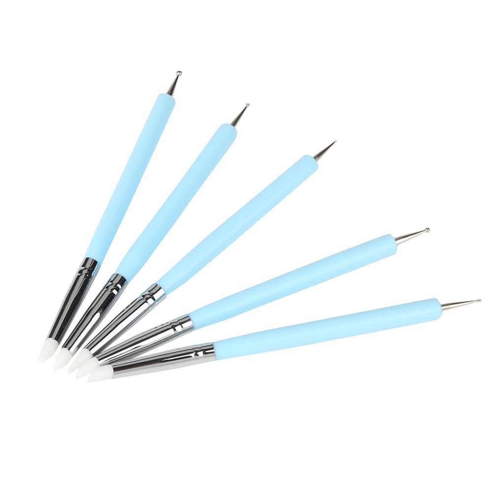 5pcs Silicone Clay Sculpture Tools Double Head Ball Stylus Sculpting Modeling Tool (Blue)