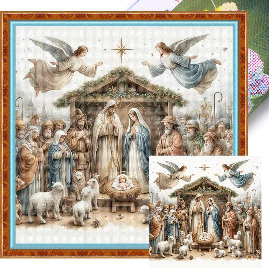 Nativity Printed Cross Stitch Kit DIY 11CT Embroidery Craft Set Home Decor