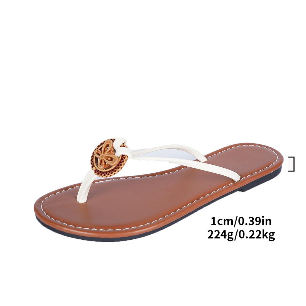 Large size flip-flops for women's 2025 summer new flat-bottomed butterfly decorative outer wear, versatile women's sandals