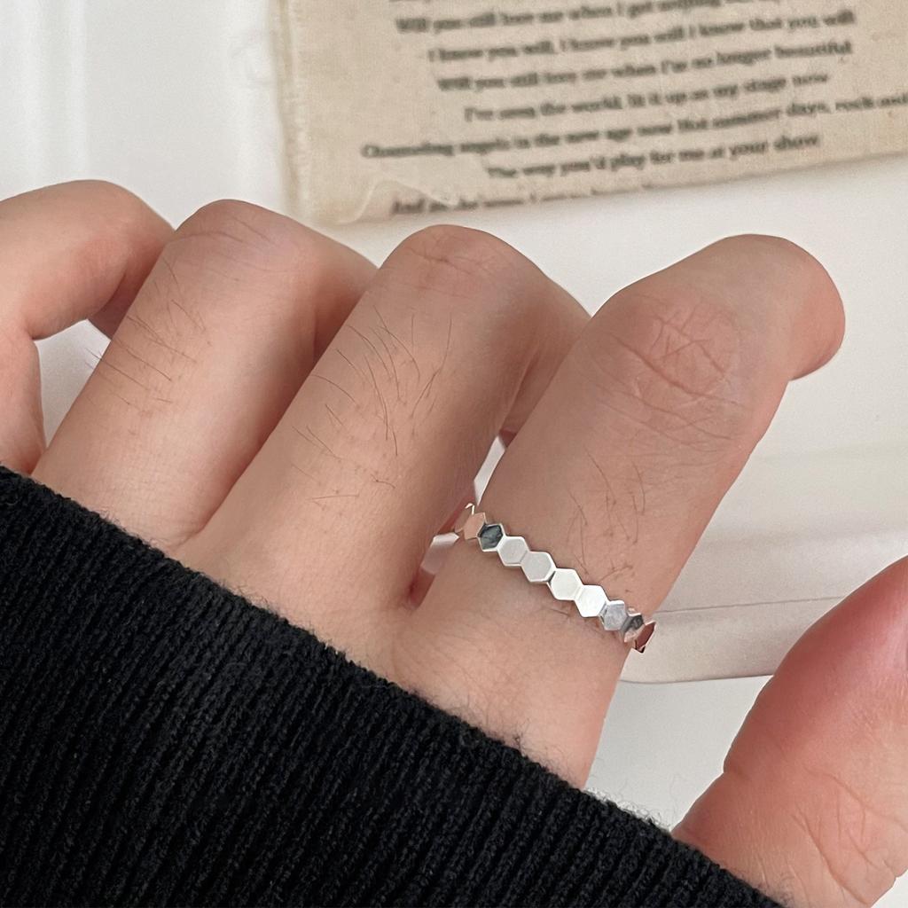 Sam Panda 925 Silver Simple Ring For Women Fine Jewelry Finger Adjustable Open Vintage Big Ball Ring For Party Birthday