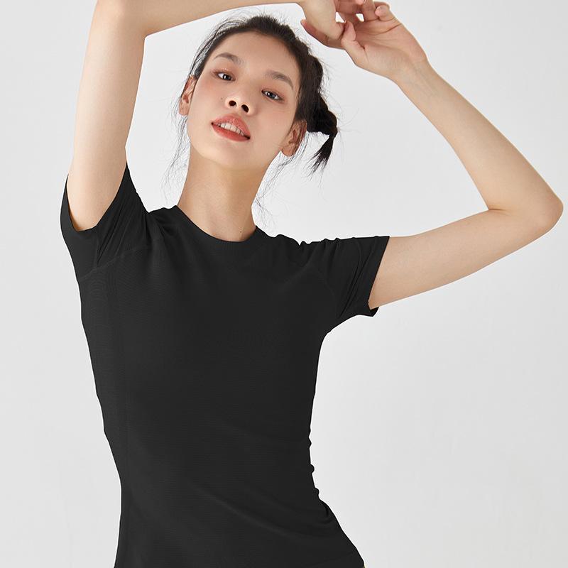 

2024 Женская дышащая эластичная футболка с коротким рукавом цвета конфет Small