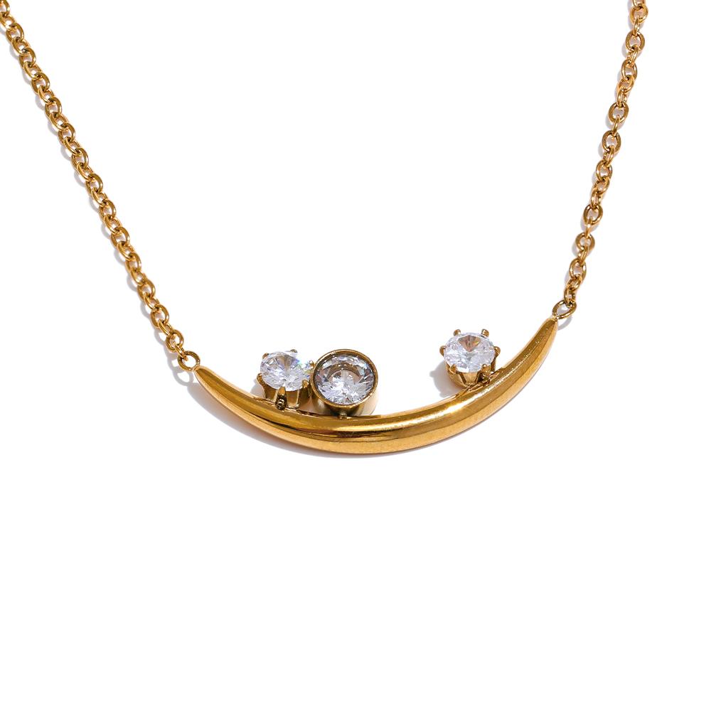 

Yhpup Fashion Chic Cubic Zirconia Elegant Korean Necklace Pendant Tarnish Resistant Stylish Gold Color Chain Collar Jewelry Gift