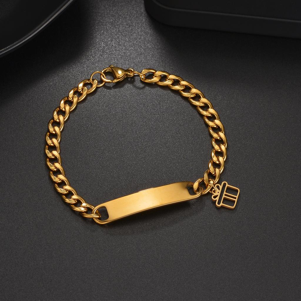 Atoztide Engrave Name Bar Bracelet for Women Christmas Series Stainless Steel Jewelry Adjustable Punk Chain Personalized Gift