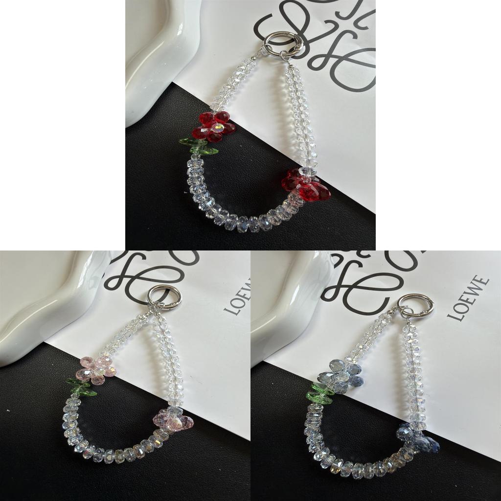 Summer Floral Phone Lanyard With Crystal Wheel For Women And Girls