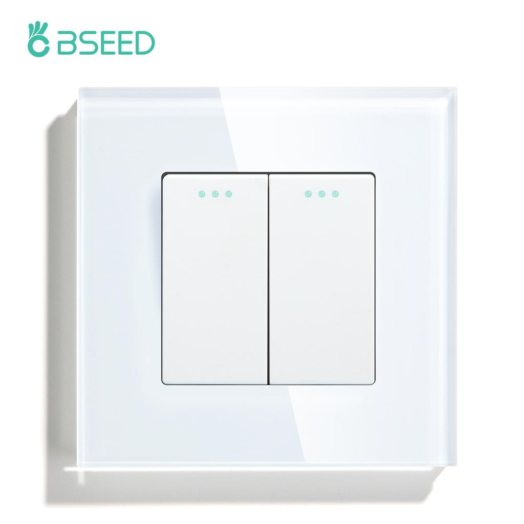 BSEED 1/2/3-fach Mechanische Taster Wandschalter Ein Aus Glas Stromschalter 2,1A Typ-C USB-Steckdose EU-Standard 1-Weg