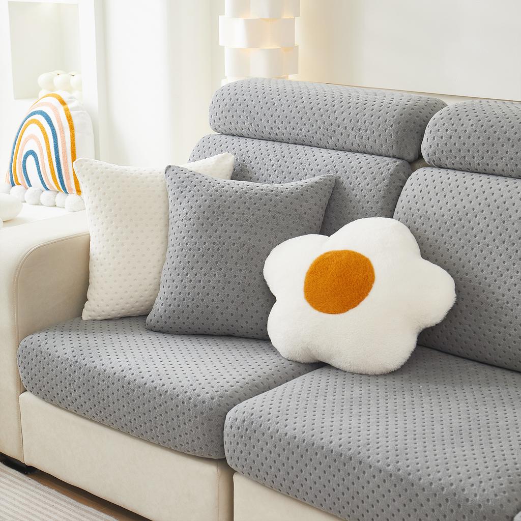 Polarfleece Einfacher Kissenbezug Elastischer Sofabezug Schlichtes Jacquard Ankleiden Wohnzimmer Schutzsofa