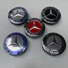 Emblema de Tampa de Cubo de Roda Compatível com Mercedes 75MM - Tampa de Pneu de Plástico Prata Preta com Design de Espiga de Trigo.
