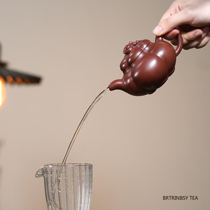 Creative Yixing Purple Clay Teapot Handmade Peach Tea Pot Household Kettle Beauty Tea Infuser Chinese Zisha Tea Set 200ml