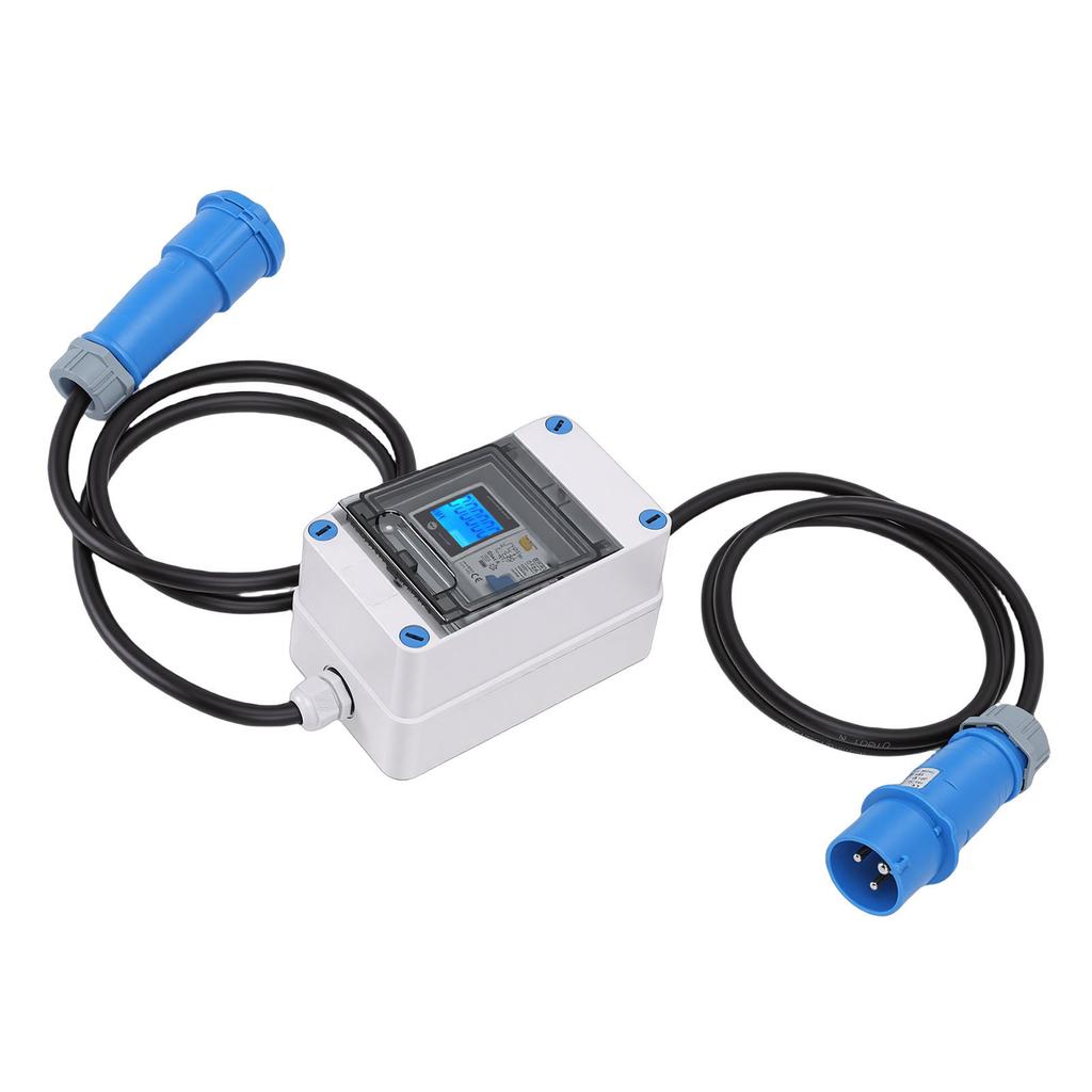 Mobile Digital Electricity Meter 16A Intermediate Meter Power Outdoor KWH Meter with CEE Plug 1P N Leakage Protector 1.  Cable for RV Home