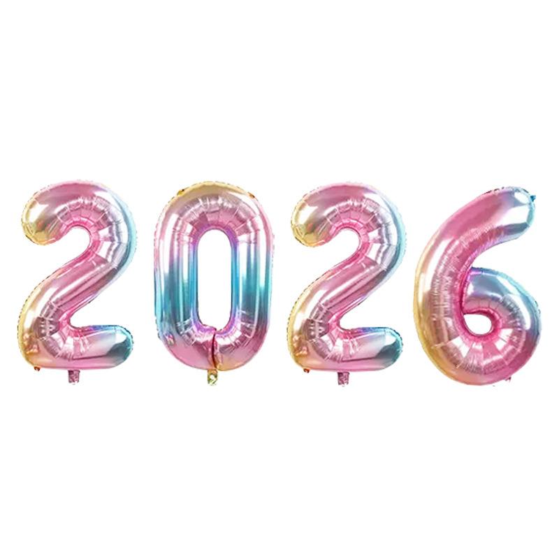 2026 Number Foil Balloons Happy  Year Eve Party Decoration Photo Booth Props Supplies Christmas Home Decor Navidad 2026
