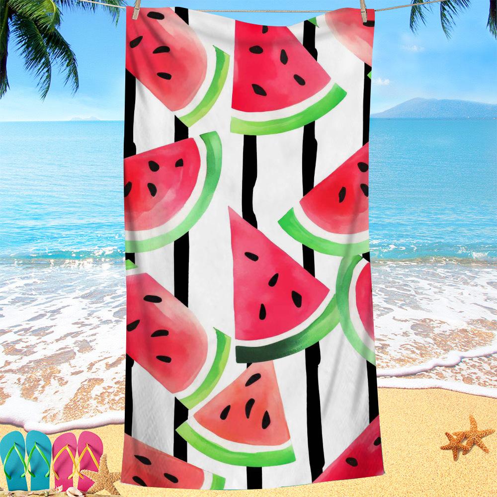 Bemalte Wassermelonen-Serie digital bedrucktes Polyester Superfeine Faser beidseitiger Fleece Strandurlaub Badetuch, Strandtuch