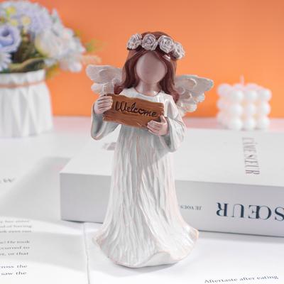 Angel Welcome Sculpture Resin Creative Craft for Home Bedroom, Living Room, and Study Desk Decoration