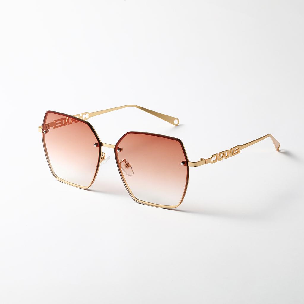 Metal Frame Glasses, Men'S Square Hollow Design Sunglasses, Women'S Ins Face-Covering Sunglasses