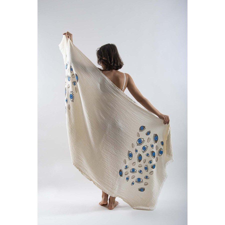 100% Cotton 90 X 180 Cm Multipurpose Muslin Peshtamal Fine Woven Towel / Pareo / Shawl