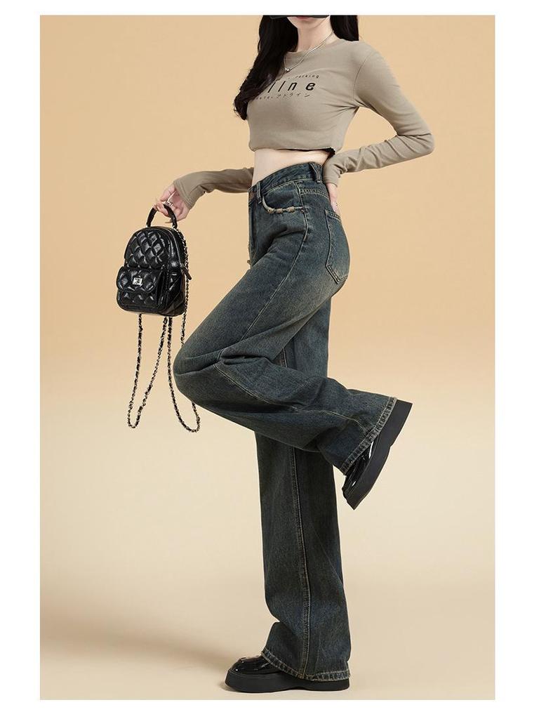 American High-Waisted Light-Wash Wide-Leg Jeans for Women