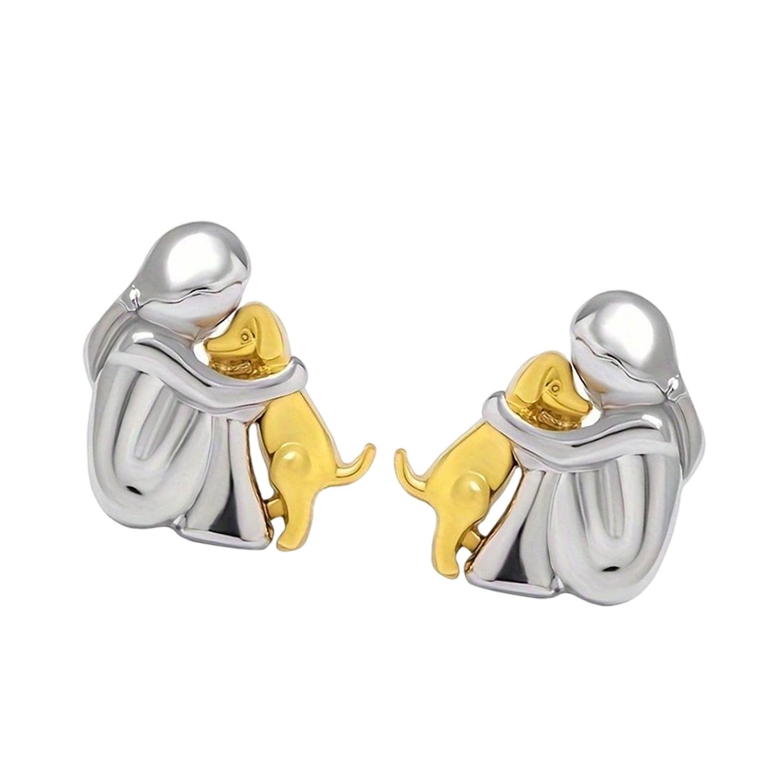 

Очаровательное ожерелье/серьги с маленькой девочкой и щенком, аксессуар дружбы для подростков на каждый день, бижутерия с кулоном из цинкового сплава E