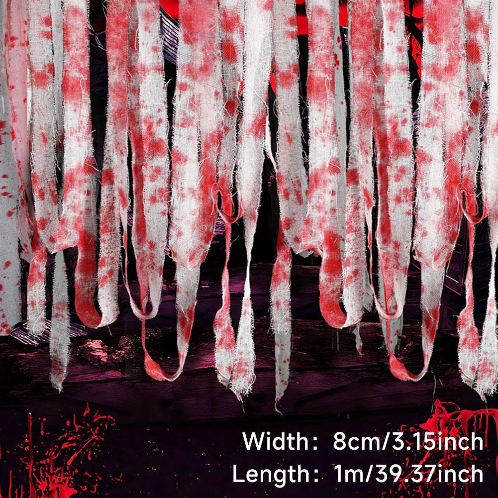 

Halloween Bloody Crime Scene Tape Bloody Warning Tape Fake Blood Stained Gauze & Barrier Tape for Haunted House Decor 8cm*1m