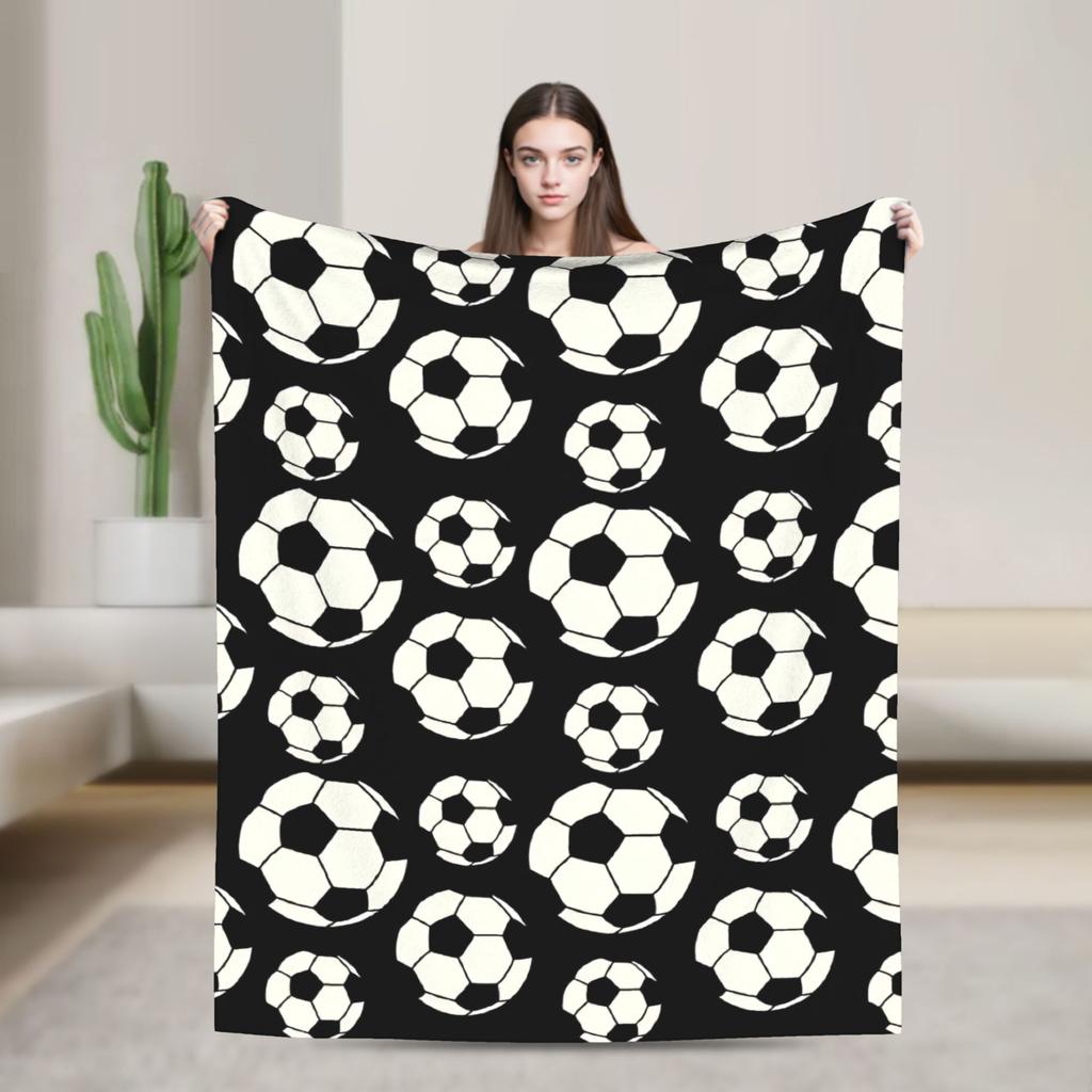 Warm Soft BlanketsChild Airplane Travel Football Soccer Balls Theme Throw Blanket Flannel Bedspread For Couch Sofa Bed Cover