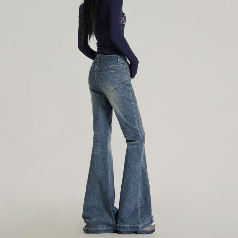 

Early Spring American Style Belted Micro Flare Jeans - Slimming Versatile Bell Bottom Pants for Women Extra Large