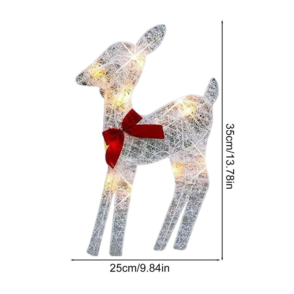 2D Leuchtendes Rentier Outdoor Weihnachten Eisen Festliche Ausstellungsdekoration Mit Schleife Weihnachtsrentier-Dekoration Für Familie Freunde Zuhause Terrasse